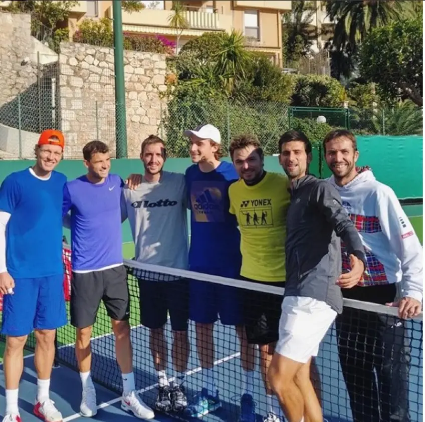  Novak Djokovic, Stan Wawrinka und mehr trainieren gemeinsam in Monte Carlo